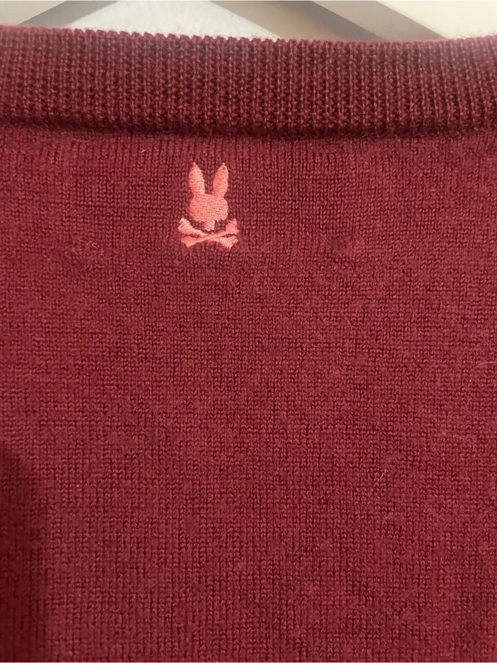 RARE Psycho Bunny Men's Logo Burgundy Merino Wool Crewneck Sweater